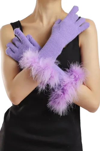 Miniatura 21 de Sahabowi Guantes de cuero para clima frío Manopla de lana cálida de invierno para mujeres