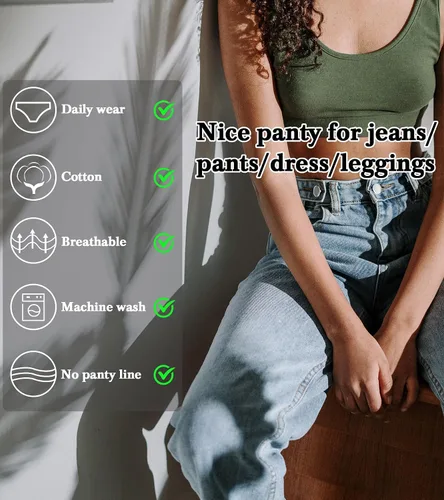 Miniatura 5 de ASIMOON Ropa interior para mujer, de algodón, con control de abdomen, cintura alta, talla grande, cobertura completa, pantaletas, paquete