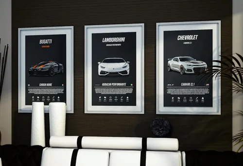 Miniatura 5 de 9 pósteres de súper autos para habitación de niños, decoración de pared de autos deportivos, arte de pared de autos de carreras para hombres
