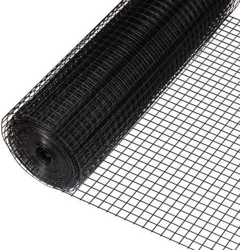 Fencer Wire Malla de alambre soldada con revestimiento de vinilo negro calibre 16, tamaño de 1 pulgada por 1 pulgada para valla del hogar y jardín y