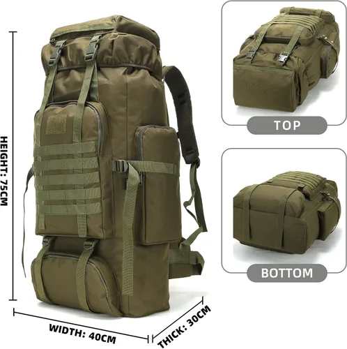 Miniatura 2 de King'sGuard 70L Camping Hiking Backpack for Men Women Large Military Tactical Backpack Molle Rucksack Backpack for Outdoor Verde militar