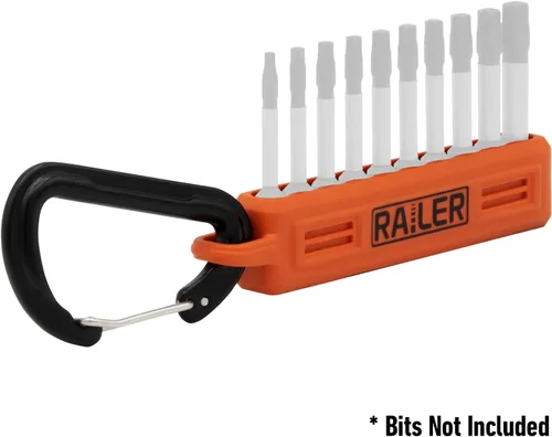 Miniatura 4 de Railer - Organizador de almacenamiento para puntas de destornillador, soporte para puntas negras de 10 agujeros con mosquetón, paquete de 2