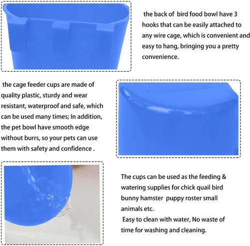 Miniatura 3 de Paquete de 40 Tazas para Jaulas Comederos para Pájaros Cuenco de Semillas Plato de Alimentación y Agua para Pollos Agua y Comida para Conejos Jaulas