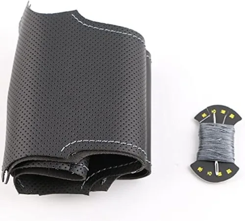 Cubierta de cuero negro del volante del coche para Nissan March Sunny Versa 2013 cubierta del volante del coche cosido a mano