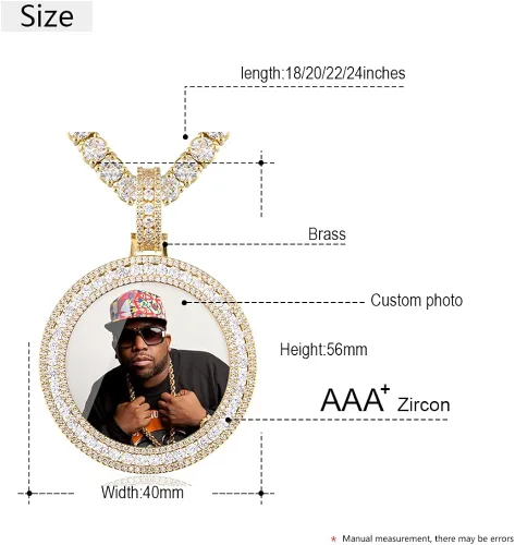 Miniatura 6 de YIMERAIRE - Cadena y dije con fotografía personalizada, joya estilo hip hop, unisex