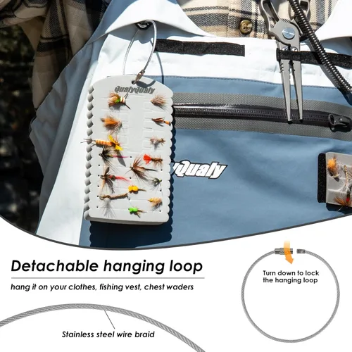 Miniatura 4 de QualyQualy Parche para moscas, paquete de 2 goteros, tarjeta de espuma ligera, accesorios de pesca con mosca para moscas y serpentinas Negro
