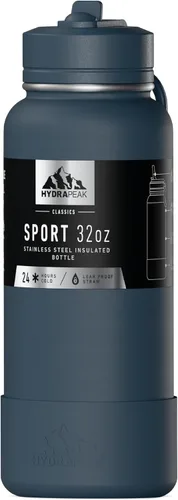 Miniatura 13 de Hydrapeak Botella de Agua Deportiva Aislada de 32 oz con Tapa de Pajita, A Prueba de Fugas y Derrames, Mantiene las Bebidas Frías por 24 Horas, Rubor