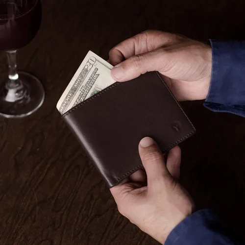 Miniatura 6 de Bryker Hyde Cartera RFID con 2 ventanas de identificación para hombres, plegable lateral, billetera de viaje de capacidad extra, marrón - piel