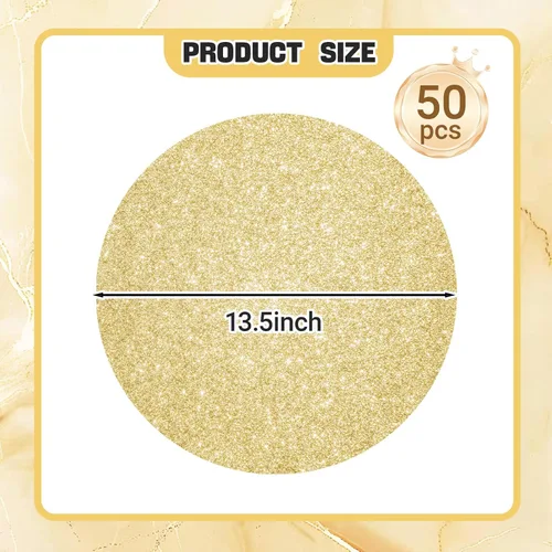 Miniatura 2 de 50 PCS Manteles Individuales Desechables Dorado Claro, Manteles Individuales de Papel Dorado Claro, Manteles Individuales Redondos Dorado Brillante