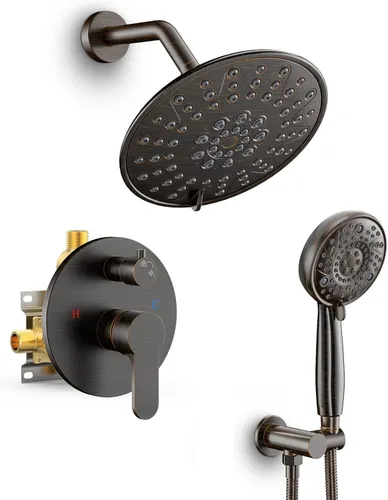 Miniatura 25 de SR SUN RISE Grifo de ducha – Sistema de cabezal de ducha multifuncional de alta presión de 8 pulgadas con accesorios de cabezal de ducha de mano