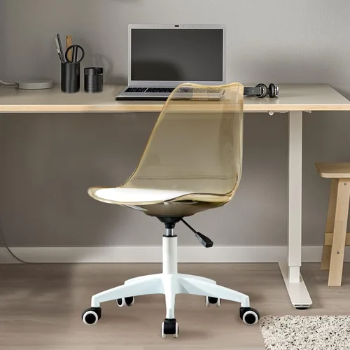 Miniatura 9 de Silla de escritorio transparente, Silla de oficina en casa de plástico, Silla giratoria de plástico para oficina, hogar, maquillaje, espacio