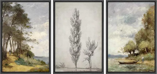 Miniatura 117 de Ashbrook Set de Arte de Pared en Lienzo Enmarcado, Naturaleza, Horizonte de Playa Nebulosa, Ilustraciones de Área Silvestre, Bellas Artes, Paisaje