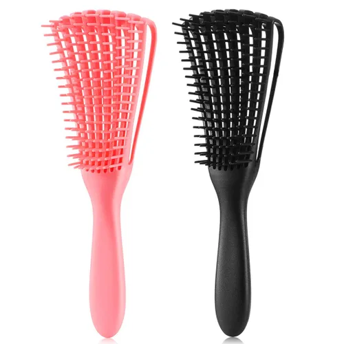 Miniatura 10 de Cepillo para el cabello, cepillo desenredante para cabello afroamericano/africano texturizado 3a a 4c rizado