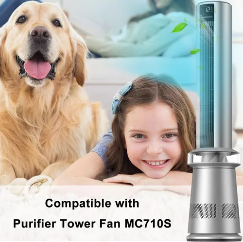 Miniatura 5 de DR-HPA019 Filtro HEPA de repuesto compatible con ventilador de torre Dreo purificador MC710S, filtración de 2 etapas True HEPA H13, 2 en 1 de alta