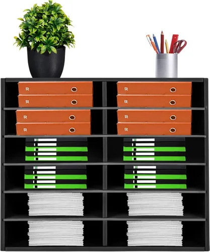 Organizador de literatura, moderno organizador de literatura de escritorio de PVC, 12 ranuras, organizador de buzón de literatura rectangular para
