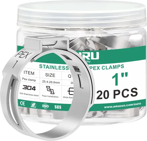 Miniatura 11 de OURU 54 piezas 1/2 Pex anillo de crimpado, abrazaderas Pex de acero inoxidable 304, abrazaderas de manguera de oreja única para accesorios Pex