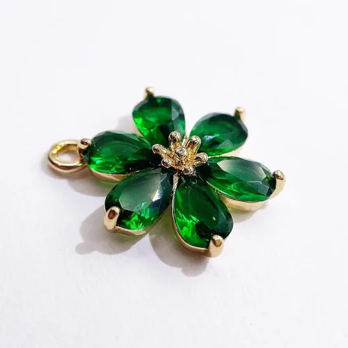 Miniatura 5 de Dijes de latón chapados en oro de circonita de cristal para hacer joyas, pulseras, collares, aretes, colgantes, suministros de manualidades