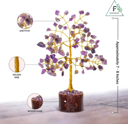 Miniatura 3 de FASHIONZAADI Árbol de dinero bonsái de amatista, árbol de dinero de cristal Feng Shui, piedras preciosas de chakras, cristales curativos de buena