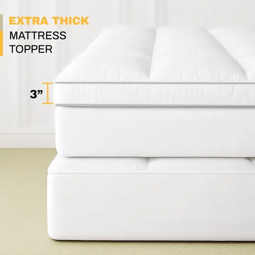 Miniatura 6 de Cubrecolchón refrescante extra grueso – Protector de colchón que reduce el dolor, protector acolchado suave, alternativa de relleno excesivo, parte