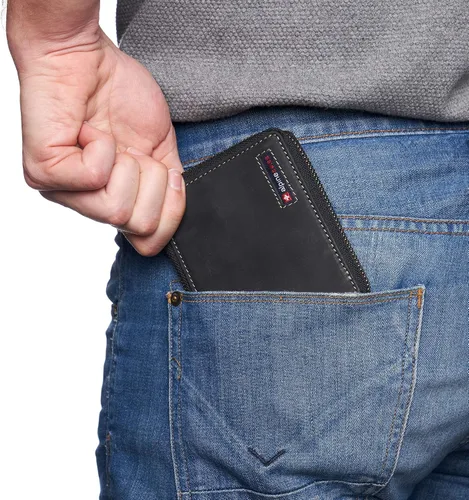 Miniatura 4 de Alpine Swiss Logan - Cartera plegable con cremallera para hombres o mujeres, caja fuerte RFID, viene en una caja de regalo
