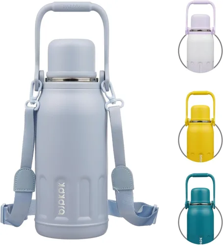 Miniatura 9 de BJPKPK - Botellas de agua termoaisladas de 27 onzas con tapa y asa de transporte, botellas de agua de acero inoxidable libres de BPA para la Verde