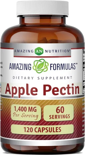 Amazing Formulas Suplemento de pectina de manzana de 1400 mg | Cápsulas | Sin OMG | Sin gluten | Fabricado en Estados Unidos (paquete de 1 | 120
