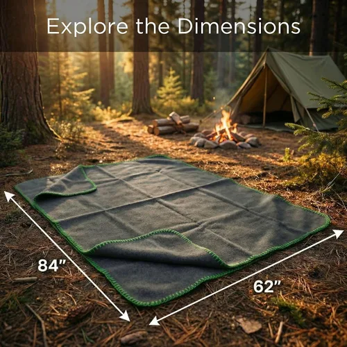 Miniatura 3 de Manta de Lana para Acampada – 70% Lana Resistente de Servicio Pesado Estilo Militar, Cálida y Lavable, Manta Ignífuga para Emergencias, Gris