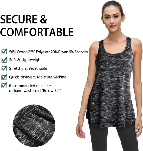 Miniatura 69 de Cestyle - Camiseta sin mangas para mujer, cuello redondo, corte holgado, para entrenamiento