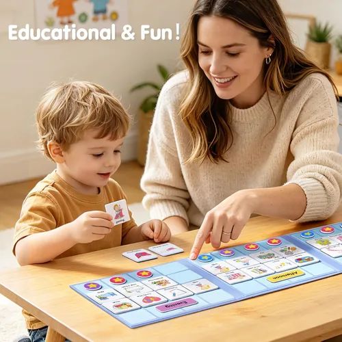 Miniatura 2 de Calendario visual para niños, 170 tarjetas visuales magnéticas y tablero magnético de tres pliegues, tabla de rutina diaria para autismo, TDAH