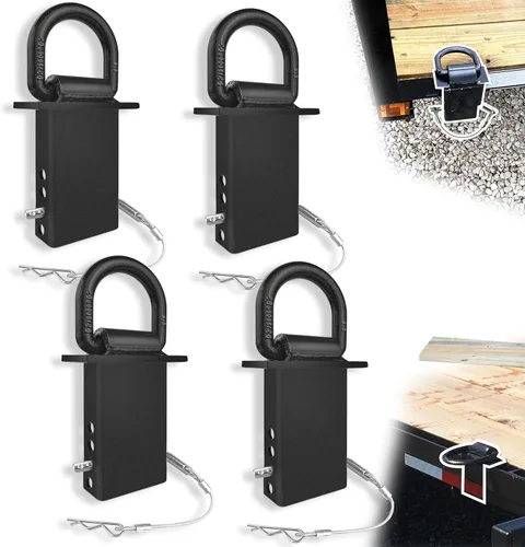 Miniatura 8 de Anillos en D de bolsillo de estaca, 4 unidades, 18,000 libras, resistente, extraíble, con anilla en D, para remolques utilitarios y camas planas
