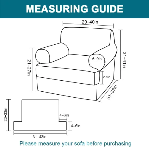 Miniatura 2 de Turquoize Funda para sillón con cojín en forma de T para sala de estar, funda elástica para sofá, funda suave para sillón, fundas de muebles