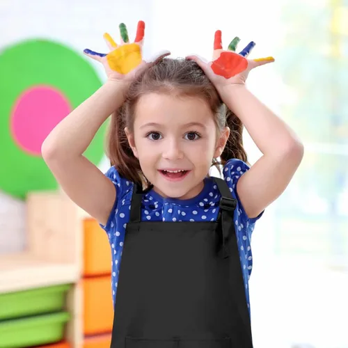 Miniatura 7 de 15 delantales para niños con bolsillos, delantales ajustables para pintura de chef, a granel para niñas y niños de 6 a 13 años, cocinar, hornear