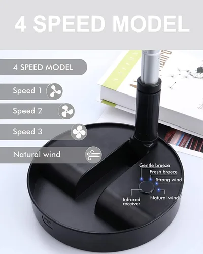 Miniatura 4 de UN UNITEDTIME Ventilador portátil, Mi ventilador de viaje plegable con temporizador de control remoto, funciona con pilas o alimentado por USB, Negro