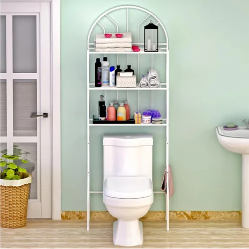 Miniatura 8 de HASMI Almacenamiento de baño sobre el inodoro, organizador de baño, estante de baño blanco de 3 niveles, ahorro de espacio, estante