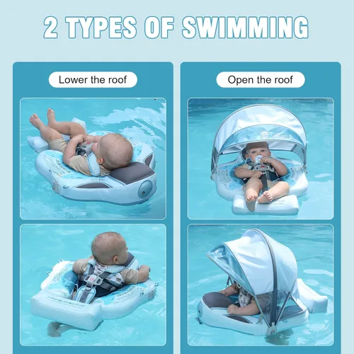 Miniatura 6 de Flotadores para bebé para piscina con dosel toldo de protección solar extraíble Mambobaby Float No Inflable Mejora Añadir cola Evitar Voltear