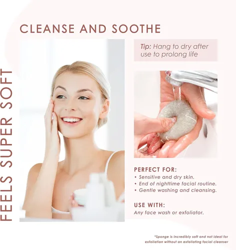 Miniatura 4 de Konjac - Esponja facial para limpieza Vegano + sin microplásticos 100% natural a base de plantas No tóxico Biodegradable sostenible
