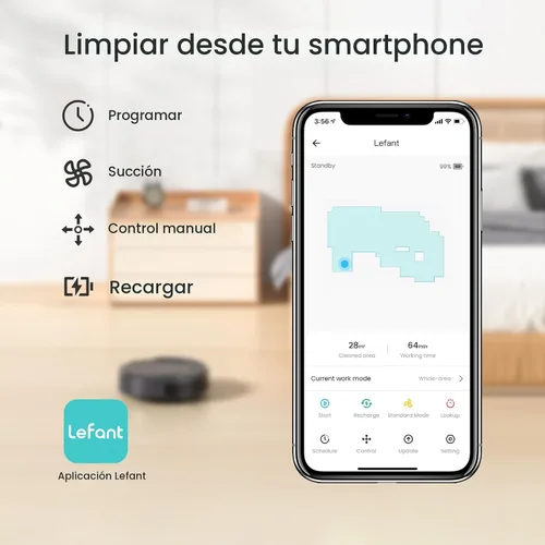 Miniatura 8 de Lefant Robot aspirador M210P, succión de 4000 pa, tiempo de ejecución de 200 minutos, súper delgado, silencioso, autocargable, ideal para dueños
