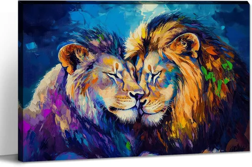 Miniatura 18 de LYUNSHUO Lienzo decorativo para pared, diseño de león y leona, animales en blanco y negro, imágenes de pareja, pintura abstracta de vida silvestre
