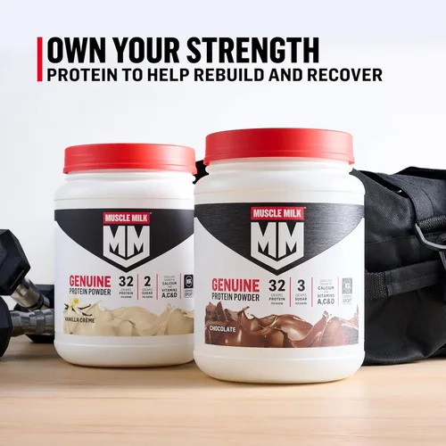Miniatura 7 de Pó de Proteína Genuína Muscle Milk, Chocolate, 4.94 Libras, 32 Porciones, 32g de Proteína, 2g de Azúcar, Calcio, Vitaminas A, C y D, Certificado NSF