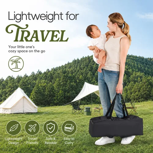 Miniatura 6 de Pamo Babe Compacto Pack and Play - Cuna portátil para bebé, corral de viaje plegable ligera con almohadilla de colchón y bolsa de transporte, cama