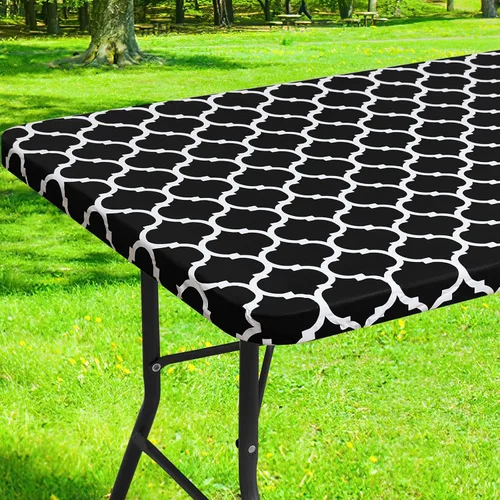 Miniatura 28 de Smiry Mantel cuadrado para mesa de pícnic, manteles de camping impermeables elásticos ajustables, protector de mantel de vinilo con respaldo de Gris