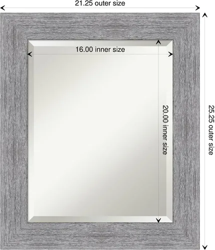 Miniatura 4 de Amanti Art Espejo de baño gris para sobre el fregadero, espejo rectangular gris rústico de corteza de 25 x 21 pulgadas, marco rústico de campo