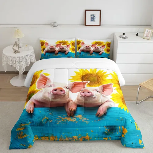 Miniatura 22 de Juego de edredón de pingüino, tamaño matrimonial, edredón de plumón de pingüino kawaii, juego de ropa de cama de animales antárticos para niños