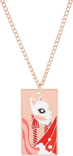 Gillna Collar Demon Anime Slayer Tanjiro Kimetsu No Yaiba Metal Pendant Cosplay para mujeres y hombres Demon Anime Jewelry Zinc Circón