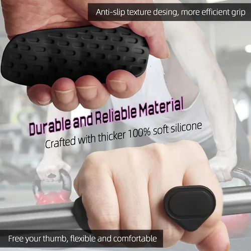 Miniatura 5 de Puños para levantamiento de pesas, guantes de entrenamiento ergonómicos para mujeres y hombres, agarres de goma para gimnasio sin dedos, agarres