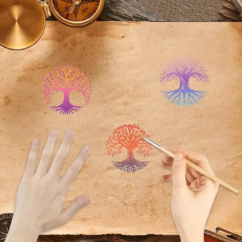 Miniatura 4 de CRASPIRE Sellos transparentes de árbol de la vida, diseño de luna, reutilizables, de silicona, para diario, tarjetas, decoración, manualidades