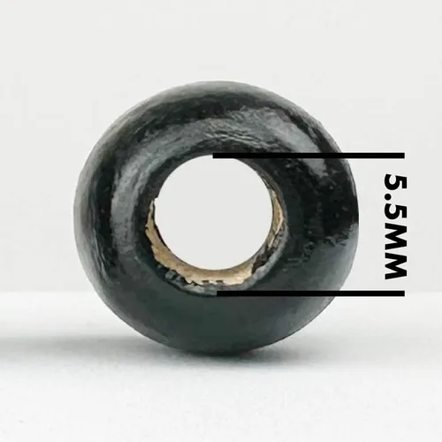 Miniatura 3 de 500 cuentas negras de madera de agujero grande para manualidades y macramé de 0.472 in x 0.433 in, cuentas de pelo con agujero grande de 0.157 in