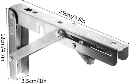 Miniatura 2 de Soportes de estante triangulares de acero inoxidable 304 plegables, soporte flotante para estanterías, soportes de estantería para mesas