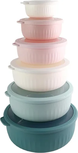 Miniatura 56 de COOK WITH COLOR - Juego de tazones de preparación profundos con tapas, para mezclar, de plástico, pequeños y apilables (color negro degradado)