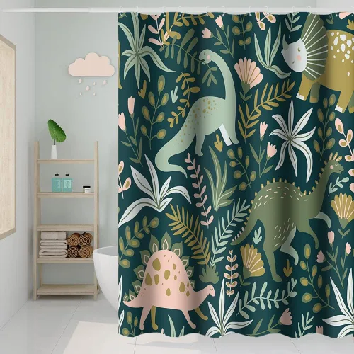Miniatura 13 de Cortina de Ducha Floral Bohemia Negra Flores de Mediados de Siglo Botánica Moderna Elegante Estética Cortina de Ducha para Decoración de Baño